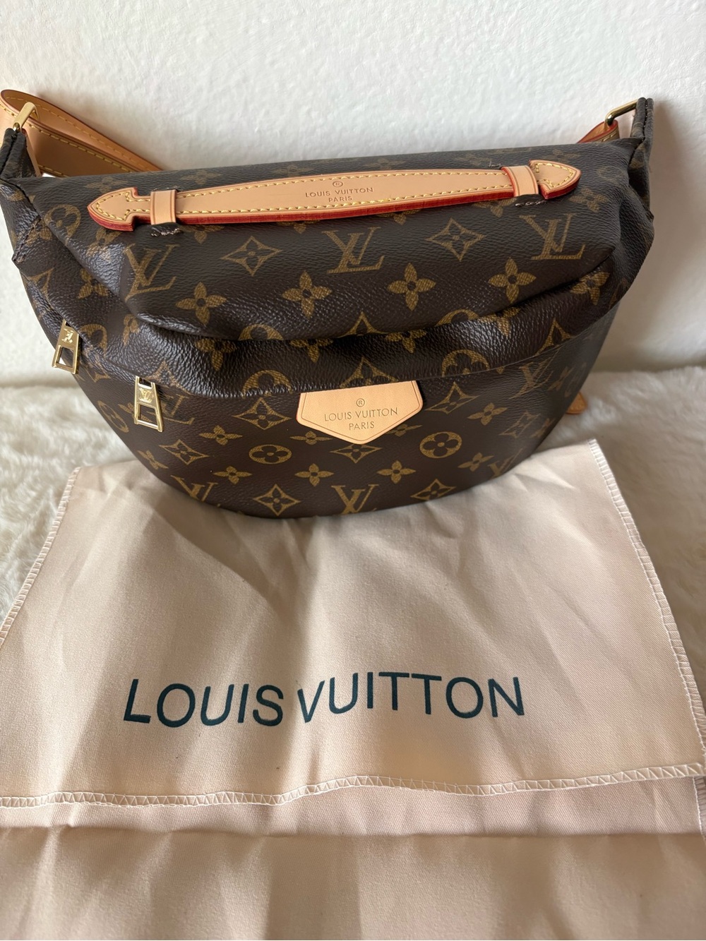 Monogram Crossbody Bag in Brown and Natural Leather